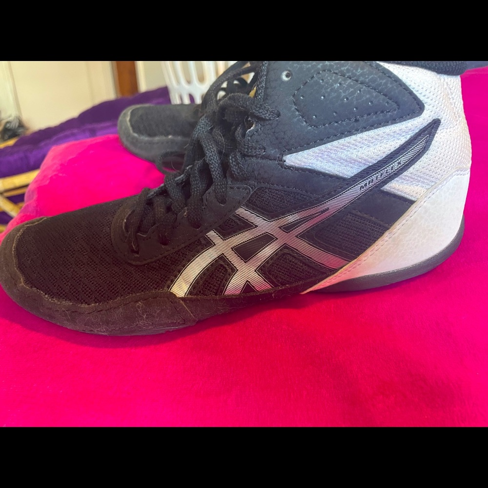 ASICS Matflex Wrestling Shoes Black/White Womens 7 Mens 5.5